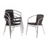 Lot de 12 fauteuils en rotin noir et aluminium empilable