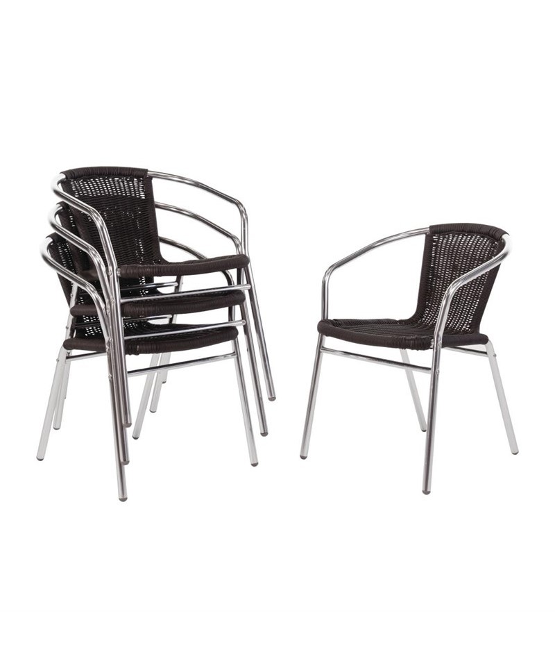 Set 2 chaises empilables en aluminium tourterelle - Caesaroo