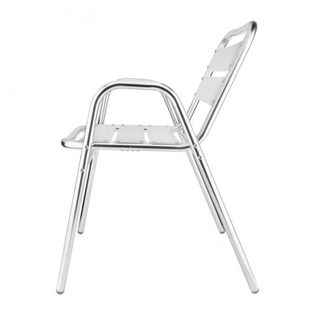 Lot de 4 chaises empilables en aluminium gris antracite avec coussin -  Osaka